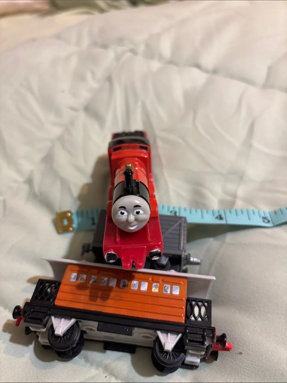 Thomas Red Number 5 Toy Train Engine and Orange Passenger Car - Kids Toy